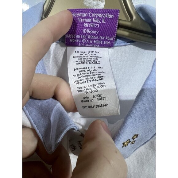 Vintage NWT Disney Winnie the Pooh Baby Romper 6-9 Month Made in Macau 90s - Picture 2 of 4